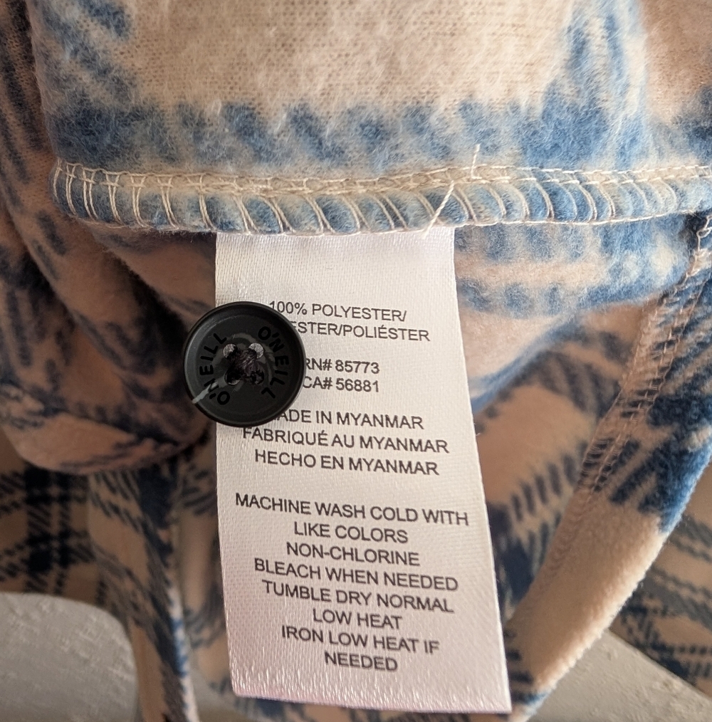 NWT O'Neill Artic Check Fleece Plaid Button-Up Shirt - Picture 7 of 8